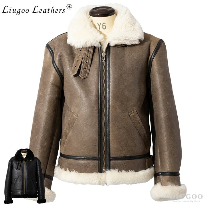 楽天市場】Liugoo Leathers 本革 B-3フライトジャケット ムートン  