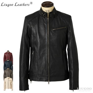 Liugoo Leathers 本革 メッシュレザー シングルライダースジャケット メンズ リューグーレザーズ SRS15A 軽くて柔かい! シングルライダース ダブルライダース ライダースジャケット レザージャ