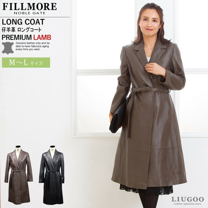 楽天市場】FILLMORE 本革 ノーボタン チェスターコート レディース 