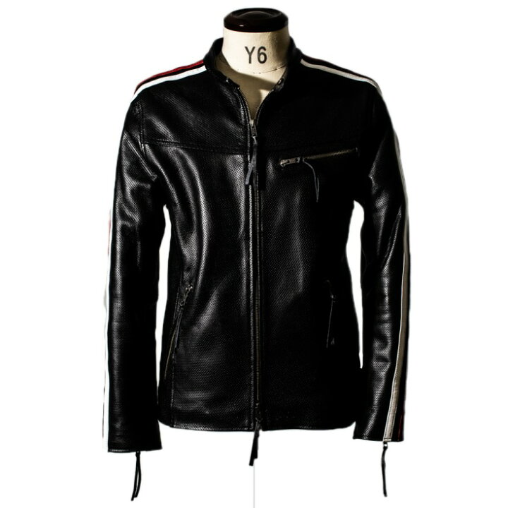 楽天市場】Liugoo Leathers 本革 メッシュレザー 2ラインシングル 