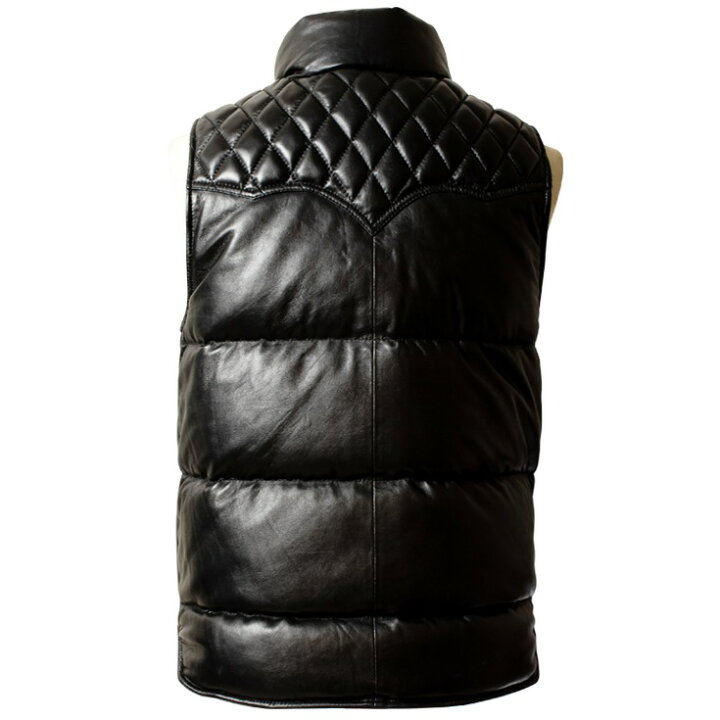 楽天市場】Liugoo Leathers 本革 レザーダウンベスト ダイヤキルト  