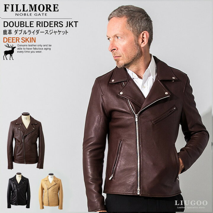 楽天市場】FILLMORE 本革 ディアスキンダブルライダースジャケット 