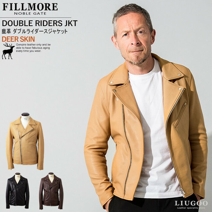 楽天市場】FILLMORE 本革 ディアスキンダブルライダースジャケット 