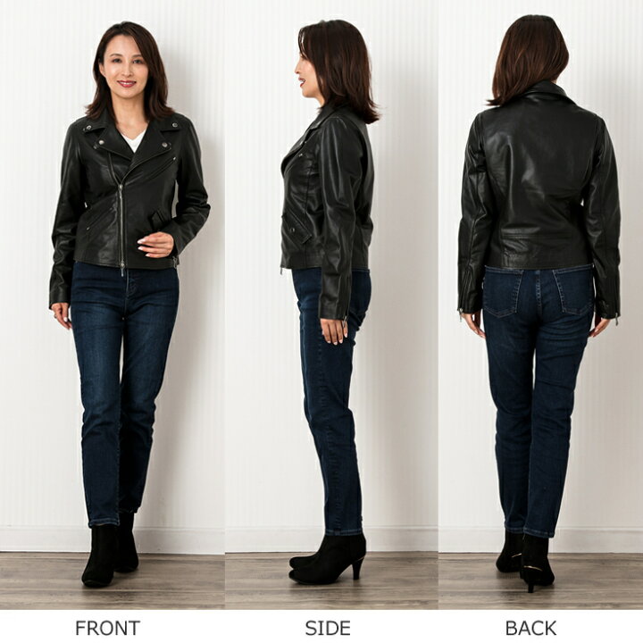 楽天市場 Liugoo 本革 ダブルライダースジャケット レディース リューグー Dry08la ライダースジャケット レザージャケット 革ジャン 皮ジャン 本革ジャケット 黒 天然本皮 リアルレザー アウター ジャンパー 海外発送可 レザージャケットのリューグー