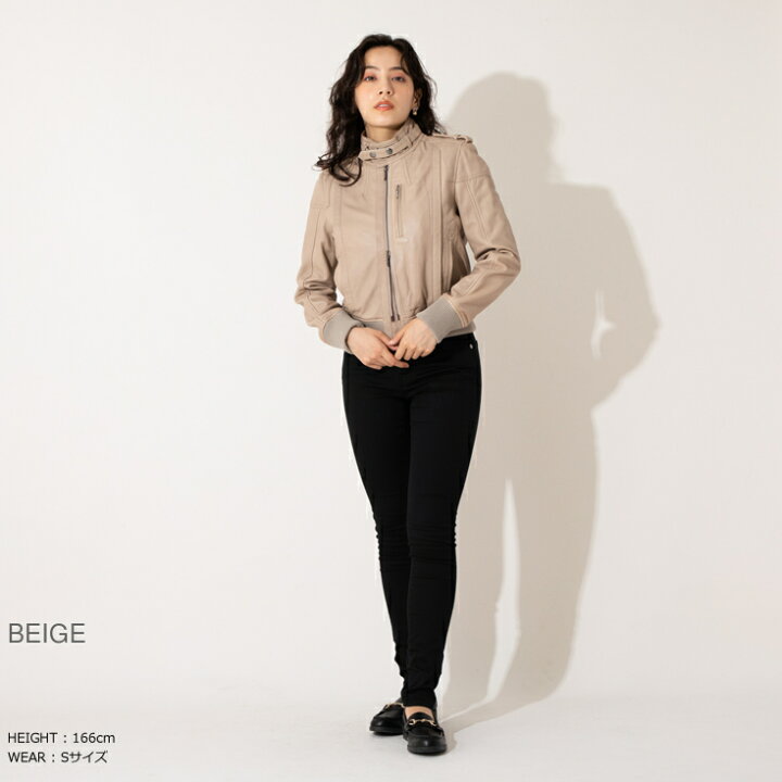 楽天市場】【30%OFFクーポン】LIUGOO 本革 リブ ライダースジャケット 