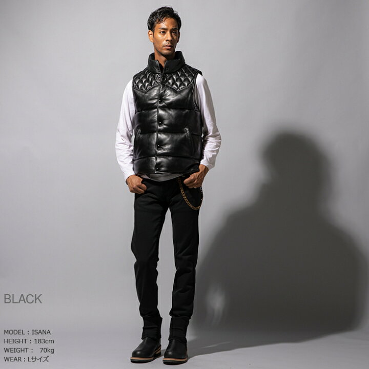 楽天市場】Liugoo Leathers 本革 中綿ダウンベスト メンズ リューグー 