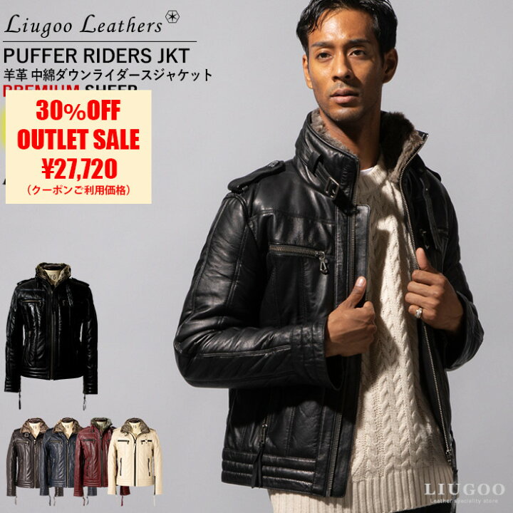 楽天市場】【30%OFFクーポン】Liugoo Leathers 本革 中綿ダウン 