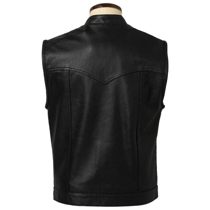 楽天市場】Liugoo Leathers 本革 メッシュレザーバイカーベスト メンズ 