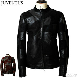 JUVENTUS 本革 パッチワークライダースジャケット メンズ ユベントス KR004 レザージャケット/ブルゾン/アウター 革ジャン/皮ジャン/本皮ジャンパー/上質/ダブル/軽い/ラムスキン/シープ/シンプ