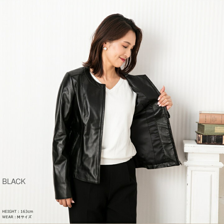 楽天市場】JEAN-LOUIS SCHERRER 本革 ノーカラーシングルライダース  