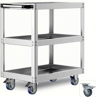 ステンレス製ツールカート 工具カート 3段 工具ワゴン 整備用ワゴン キャスター付き DIY ツール台車 3イ…