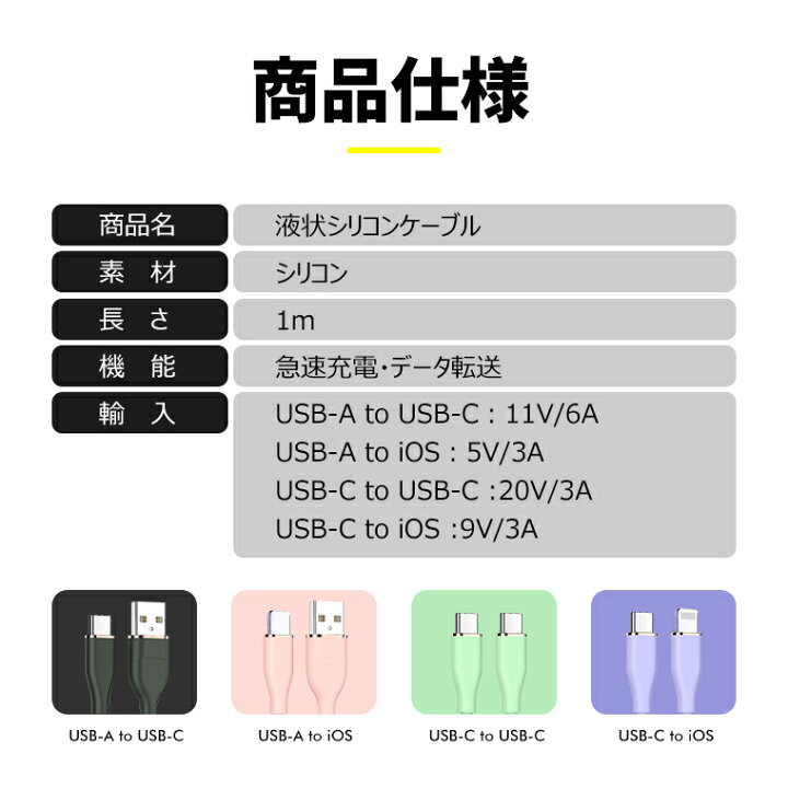 楽天市場】【予約】2本セット 充電ケーブル iPhone シリコン Android Type-C ライトニングケーブル Lightning 充電器 アップル 急速充電 USB 1m 13 13mini pro max タイプC アンドロイド iPad 断線防止 丈夫 断線防止 細い USB-A to USB-C USB-A to iOS USB-C to 楽天市場】【予約】2本セット 充電ケーブル iPhone シリコン Android Type-C ライトニングケーブル Lightning 充電器 アップル 急速充電 USB 1m 13 13mini pro max タイプC アンドロイド iPad 断線防止 丈夫 断線防止 細い USB-A to USB-C USB-A to iOS USB-C to
