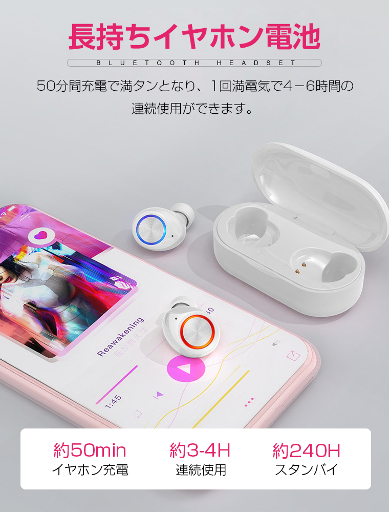 楽天市場】期間限定【楽天2位獲得】ワイヤレスイヤホン Bluetooth 5.0