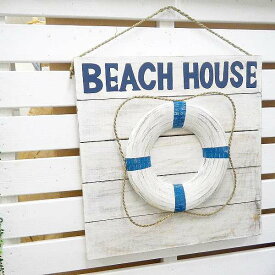 【同梱不可商品】壁掛け オブジェ 木 ウッド 浮き輪 うきわ BEACH HOUSE