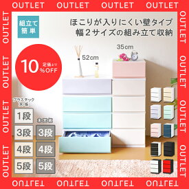 【10％OFF！アウトレット品（天板歪み）】収納ケース プラスチック 引き出し 日本製 【リップス】プラストベーシック 幅35cm 幅52cm 1段 3段 4段 5段 ほこりの入りにくい壁タイプ 不透明 クローゼット 押入れ 衣装ケース おしゃれ かわいい シンプル クリアケース キッチン