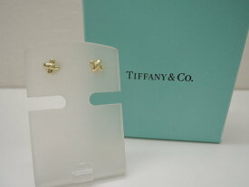 ティファニー Tiffany&Co. クロスステッチ K18 YG ピアス イエローゴールド ランクAB