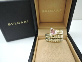 【新品仕上げ済】 ブルガリ BVLGARI YG トゥボガス ピンクトルマリン リング #12 指輪 イエローゴールド BOX付