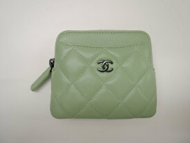 CHANEL シャネル ジップコインケース カードケース AP2061 マトラッセ キャビアスキン グリーン 中古 ABランク