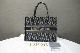 【美品】 Christian Dior クリスチャンディオール ブックトート ミディアム 青 ネイビー トートバッグ 中古 ランクSA