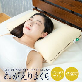 ねがえり まくら 枕 横向き寝 43 × 63 cm パイプ 枕 洗える 高さ調整 横寝 枕カバー付き 送料無料 日本製 プレゼント