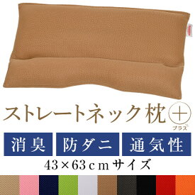 ストレートネック 枕 プラス 43 × 63 cm 肩こり 首こり 矯正 首枕 洗える 高さ調整 日本製 防ダニわた 炭パイプ ダブルラッセル
