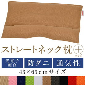 ストレートネック 枕 プラス 43 × 63 cm 肩こり 首こり 矯正 首枕 洗える 日本製 高さ調整 光電子パイプ 防ダニわた ダブルラッセル