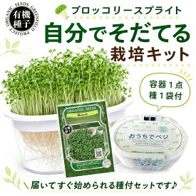 有機種子 ブロッコリースプラウト 栽培キット(容器1点+種1袋) スプラウト 豆苗 水耕栽培 野菜 育てる 栽培容器 おしゃれ グリーンインテリア 栽培セット 種 園芸 収穫 室内 スプラウト栽培 自由研究