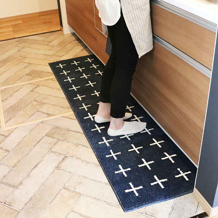 楽天市場 ナチュラル キッチンマット約45 180cm 北欧 洗える 滑り止め 床暖ok 足元 イエロー グリーン ネイビー グレー 玄関マット キッチンマット リビングプラス