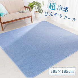 接触冷感 霜降り ラグマット ひんやり ラグ ラグマット 夏ラグ 夏用 夏 フリージング リビング 洗濯可能 洗える ウォッシャブル 滑り止め 185×185cm 約2畳用 涼感【送料無料】 26夏