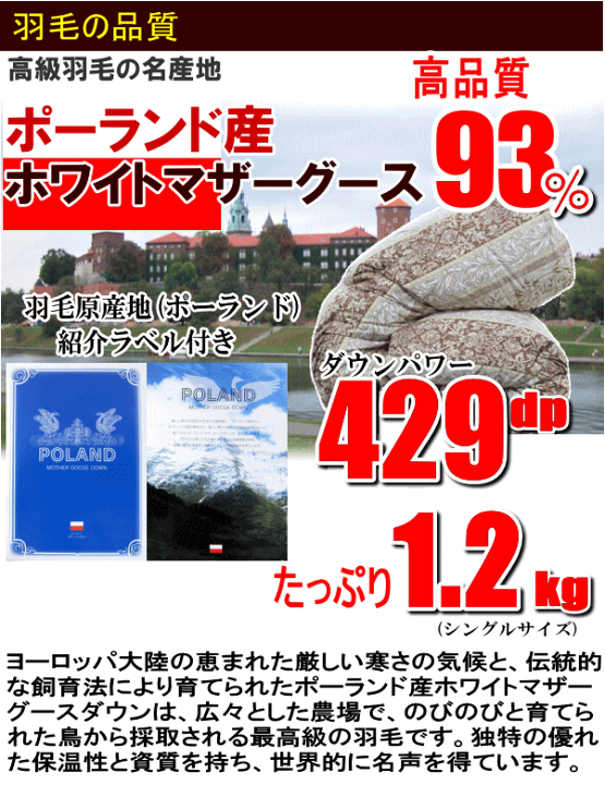 楽天市場】羽毛布団 マザーグース クイーン クィーン ポーランド