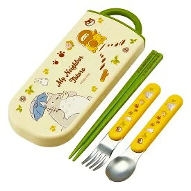 スケーター　となりのトトロ　ネコバス　トリオセット　箸フォークスプーン3点セット　緑