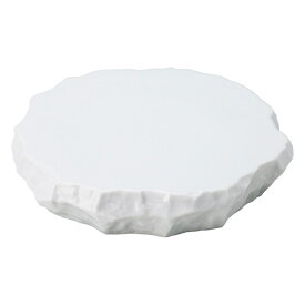 美濃焼 変形盛皿 白釉ロックプレート（中） 21×19×4.2cm