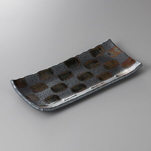 美濃焼 ほっけ・あゆ・さんま皿 黒結晶さんま皿 28.5×12.3×2.8cm