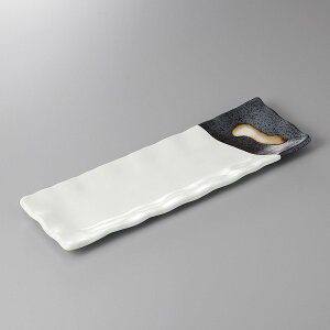 美濃焼 ほっけ・あゆ・さんま皿 塗分け流しサンマ皿 33.5×10×2cm