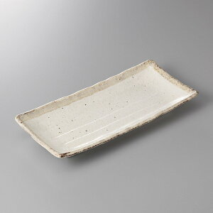 美濃焼 白唐津渕グレーサンマ皿 29×13×3.5cm