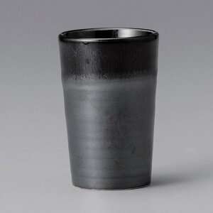 美濃焼 食前酒・ミニカップ 黒.黒流し冷酒盃 5.4×8.1cm 約110cc