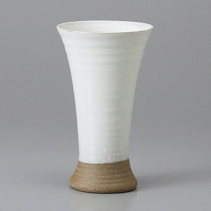 美濃焼 ビール・焼酎・フリーカップ 丸浜反りビール(大) ホワイト 8.6×18cm 約320cc