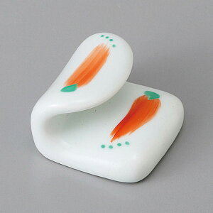 瀬戸焼 箸置き 巻紙型赤絵せせらぎ箸衣 4×3.8×2.5cm