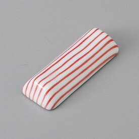 美濃焼 細縞京枕（赤）　箸置き 5.7×2×1.1cm