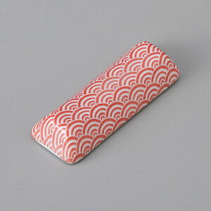 美濃焼 箸置き 青海波京枕(赤) 箸置 5.7×2×1.1cm