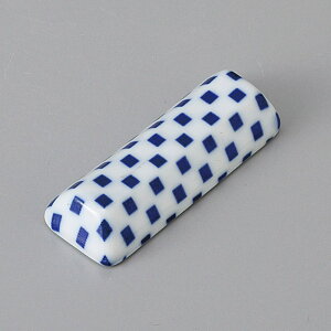 美濃焼 箸置き 市松京枕(青) 箸置 5.7×2×1.1cm