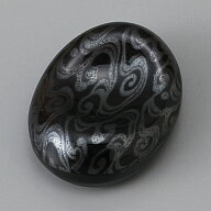 美濃焼 黒銀彩　波　箸置き 4.5×3.5×2cm
