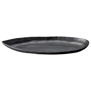 美濃焼 黒釉 黒釉 リーフサンマ皿 34×12.7×3cm