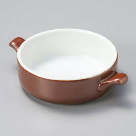 美濃焼 6吋手付グラタン皿（茶）　（C）（M） 17.7×13×3.9cm