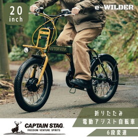 キャプテンスタッグ(CAPTAIN STAG) 電動自転車 eワイルダー 20インチ 折りたたみ自転車 FDB206 マットオリーブ YG-1501