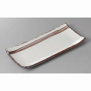 美濃焼 志野流線サンマ皿 29×12.5×2.8cm