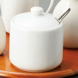 美濃焼　白磁シュガーポット（スプーン付）8.2×9cm 260cc