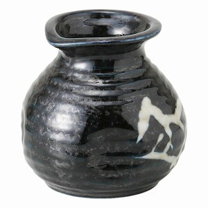 美濃焼 黒藍染笹 1人用そば徳利 7.5×7.5cm 180cc