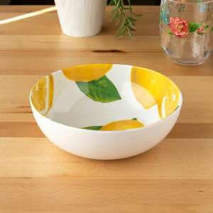 ボウル 18cm フレッシュレモン プラスチック ( 食洗機対応 サラダボウル 鉢 中鉢 メラミン製 割れにくい 軽い 子供 お年寄り 介護 サラダ スープ フルーツ おしゃれ )