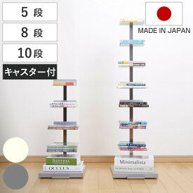 ブックタワー ロータイプ ハイタイプ 5段 8段 日本製 Tsum Dockブックタワー （ ツムドック 本棚 ラック シェルフ 積ん読 収納 コミックラック 棚 ブックラック 五段 八段 国産 キャスター付 可動棚 ）